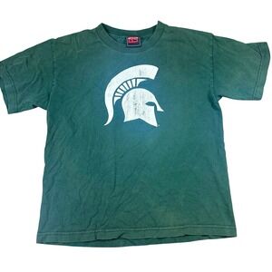 Vintage Michigan State Spartans T Shirt Kids Size‎ Large Green Genuine Stuff Tag